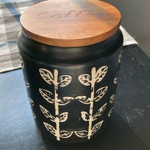 the Old Pottery Company Ceramic Coffee Canister with Wooden Lid